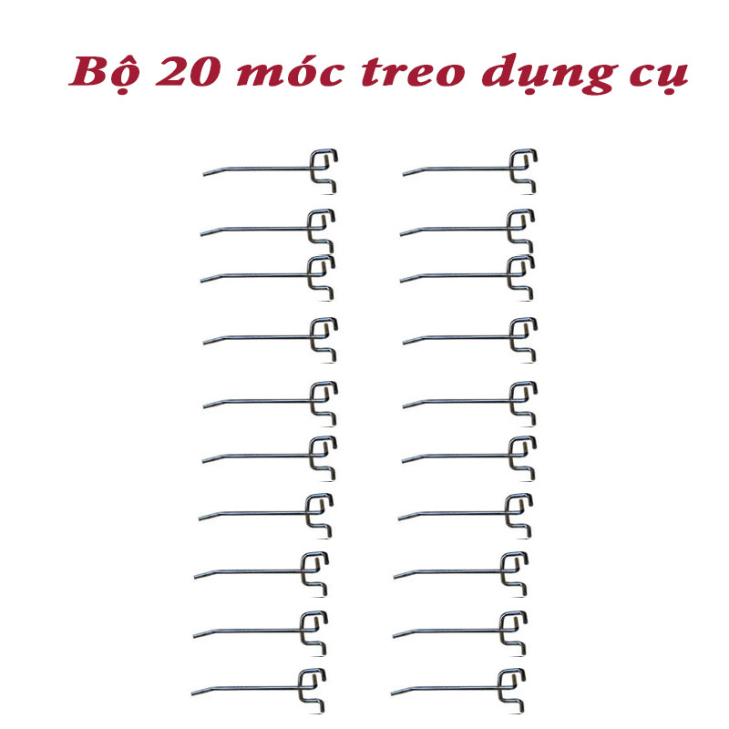 Bộ 20 móc treo dụng cụ vách lưới Pegboard