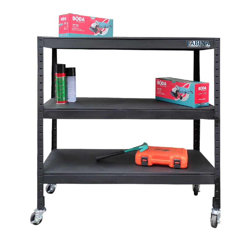 Kệ có bánh xe 3 tầng đa năng 100cm x 45cm x 100cm màu đen FABINA