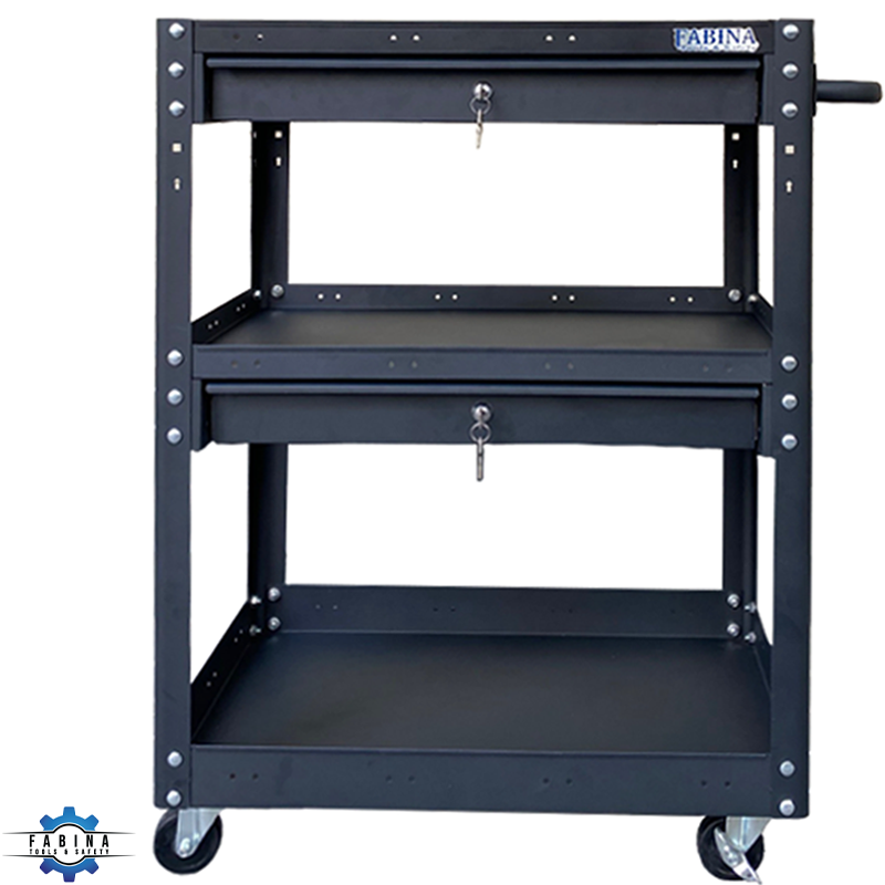 Kệ thép di động 980mm màu đen 02 hộc kéo FABINA