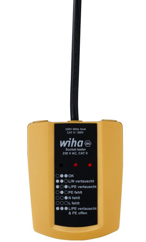 Máy kiểm tra ổ cắm 230 V AC, CAT II Wiha 45220