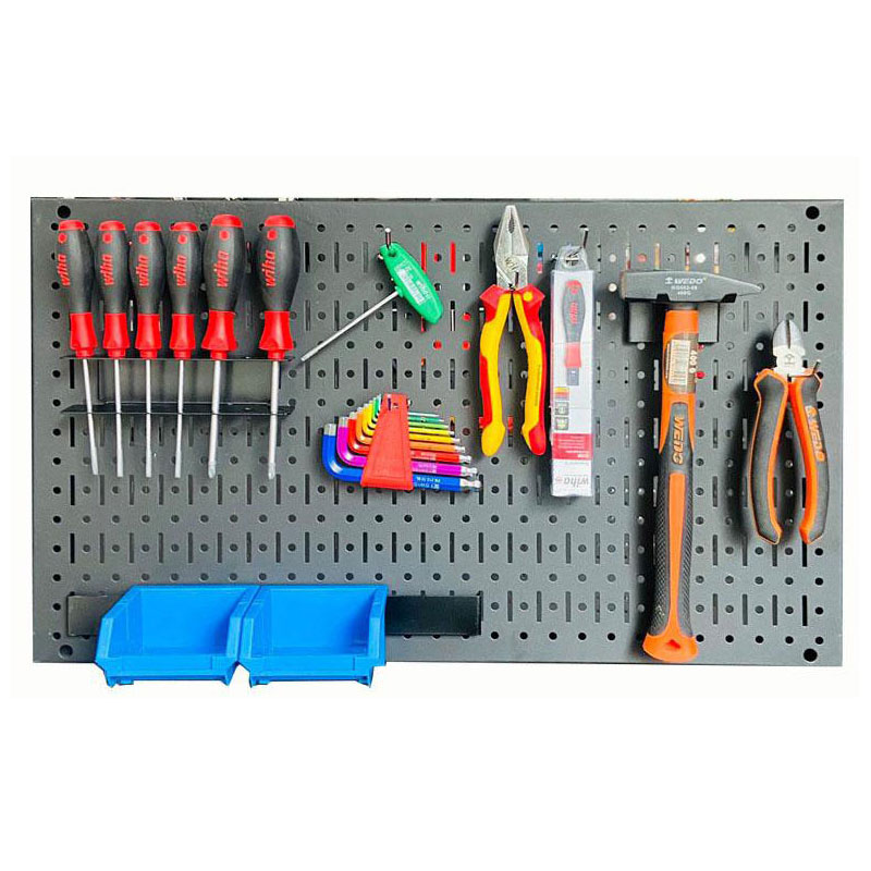 Tấm lưới Pegboard 69x40cm màu đen treo tường đa năng kèm phụ kiện Fabina