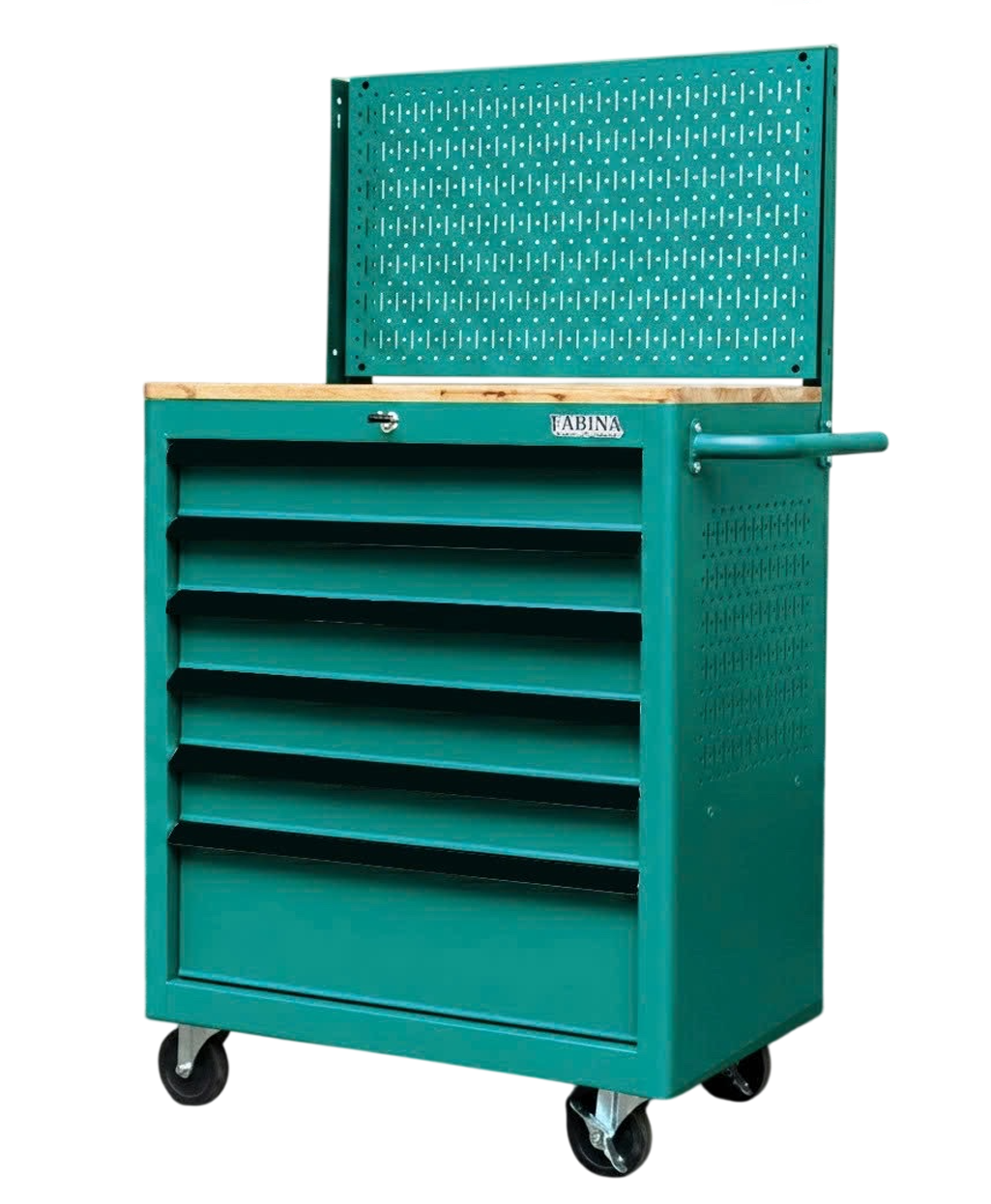 Tủ dụng cụ 6 hộc kéo màu xanh lá kèm vách lưới Fabina