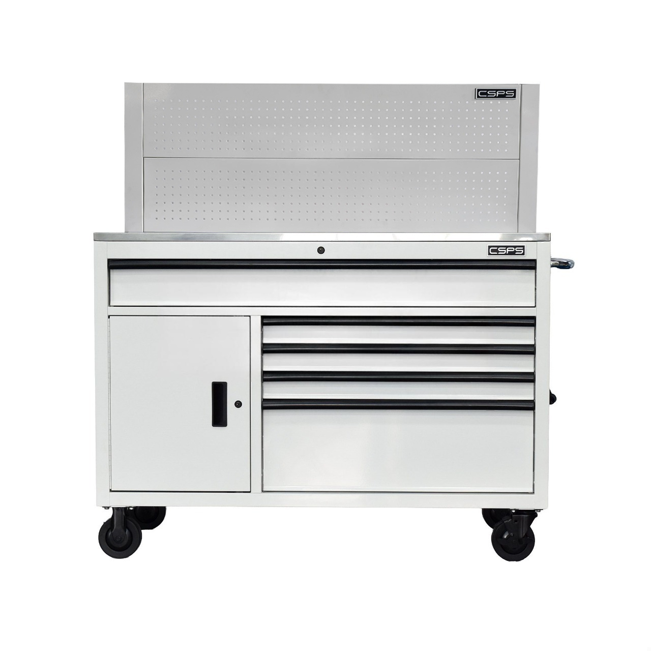 Tủ dụng cụ CSPS 132cm - 05 hộc kéo màu trắng kèm vách lưới trắng