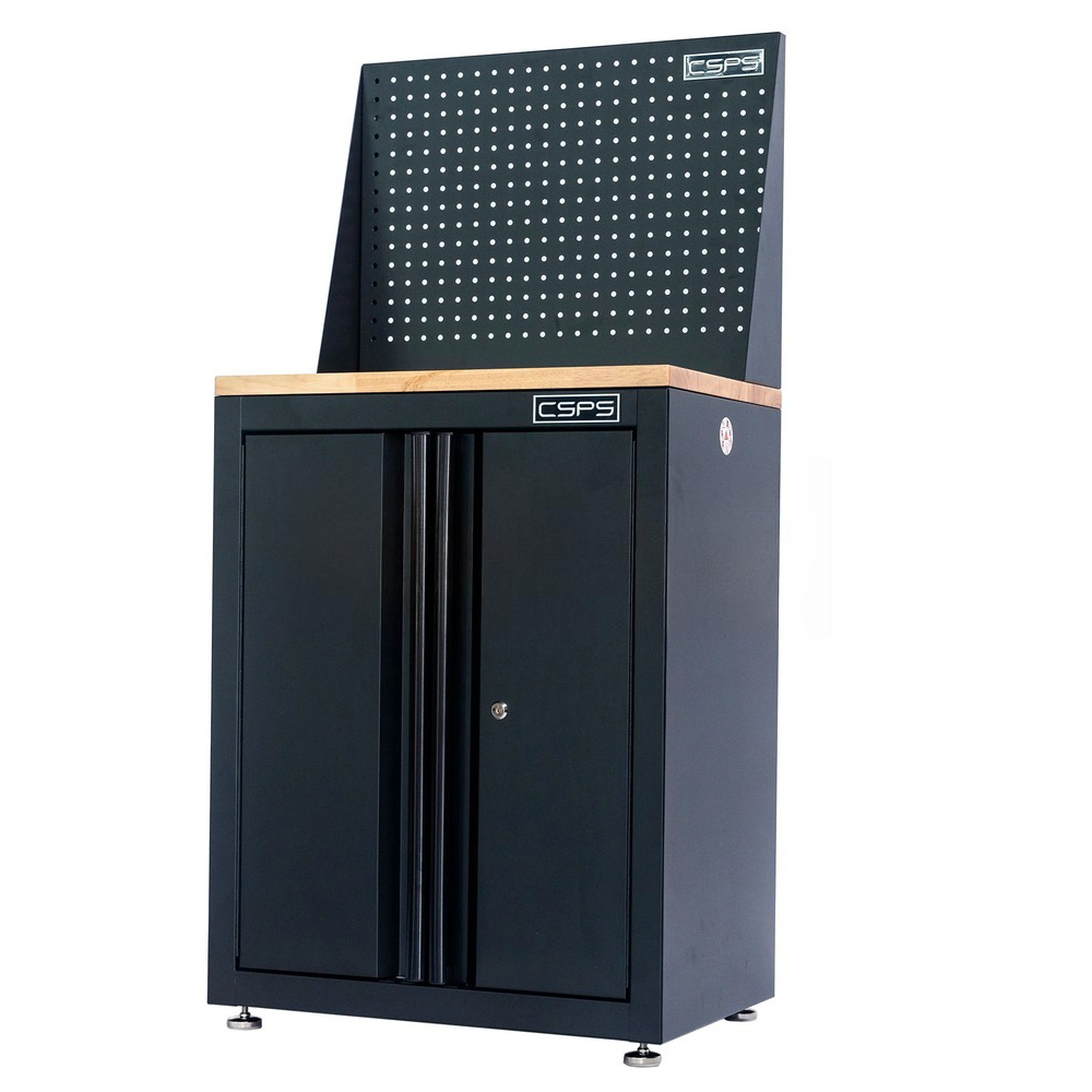 Tủ dụng cụ CSPS 61cm - 00 hộc kéo màu đen kèm ván gỗ vách lưới và chân tăng chỉnh