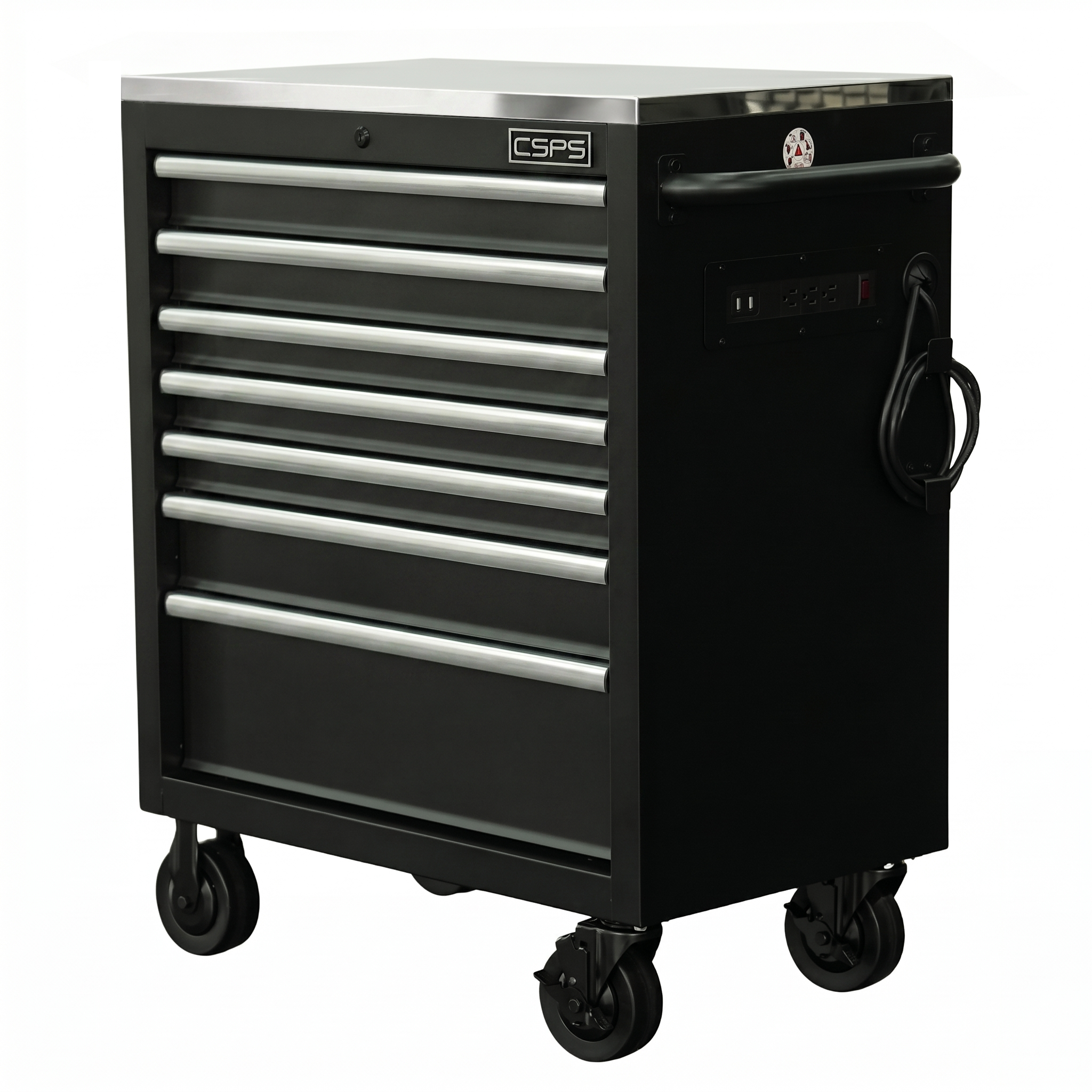 Tủ dụng cụ CSPS 76cm - 07 hộc kéo tay cầm trắng (mặt inox)