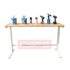 Electric table height adjustable 168cm, white legs