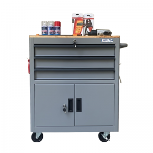 Fabina Gray Tool Cabinet with 3 Drawers and 2 Storage Compartments