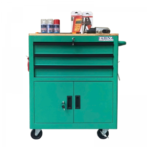 Fabina Glossy Green Tool Cabinet with 3 Drawers and 2 Storage Compartments