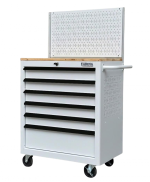 Tủ dụng cụ 6 hộc kéo màu trắng kèm vách lưới Fabina