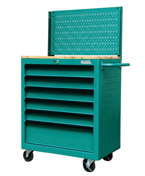 Tủ dụng cụ 6 hộc kéo màu xanh lá kèm vách lưới Fabina
