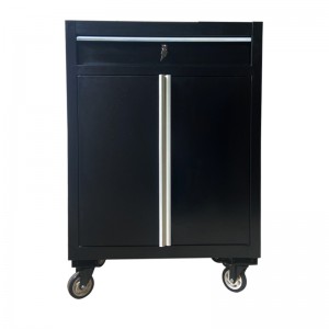 Tool cabinet 73cm- 1 drawer with 2 opening doors in matte black Fabina