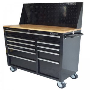 CSPS tool cabinet 104cm - 10 wooden plank drawers with mesh wall