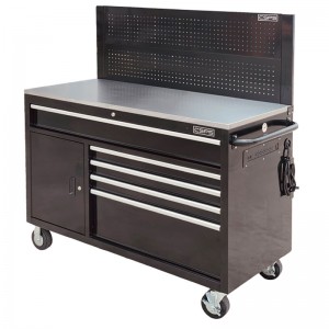 CSPS tool cabinet 132cm - 05 black drawers with mesh wall