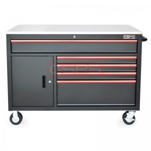 Tool cabinet CSPS 132cm in black with red handles - 05 drawers