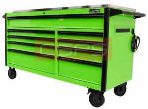 Tool cabinet CSPS 152cm in glossy green - 9 drawers