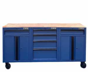 CSPS Blue Tool Cabinet 183cm with Wooden Top - 6 Drawers