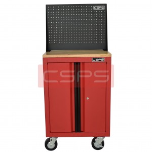 Red Tool cabinet CSPS 61cm including Caster - wooden panel on top and mesh wall