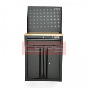 Black Tool cabinet CSPS 61cm - wooden panel on top and mesh wall - 01 drawers (black handles)