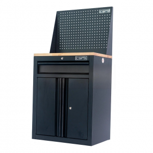 Black Tool cabinet CSPS 61cm - wooden panel on top and mesh wall - 01 drawers (black handles)
