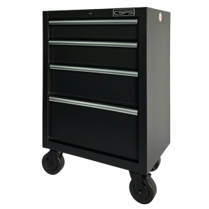 Black tool cabinet CSPS 61cm - 04 drawers with wheels (white handle)