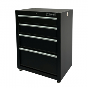 Black Tool cabinet CSPS 61cm including Leveling feet - 04 drawers (white handles)