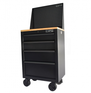 Tủ dụng cụ CSPS 61cm - 04 hộc kéo màu đen mặt ván gỗ kèm vách lưới