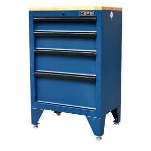 CSPS Blue Tool Cabinet 61cm with wooden top and cabinet legs – 4 Drawers