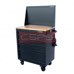 Black tool cabinet CSPS 76cm without a lifting handle - wooden panel on top and mesh wall - 05 drawers