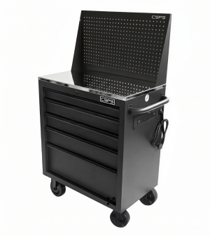 CSPS Tool Cabinet Matt Black 76cm Non-Lift Stainless Steel Top with Pegboard Panel - – 05 Drawers