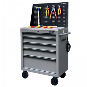 CSPS Gray tool cabinet 76cm with Green Steel Top - 05 drawers