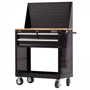 CSPS tool cabinet 91cm - 03 drawers in matte black with mesh partition