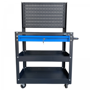 Xe đẩy 3 ngăn 1 hộc kéo xanh vách lưới màu đen Fabina - Hàng xuất khẩu