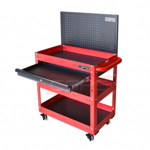 Red Hand truck CSPS 71cm with 3 compartments (including 1 black drawer and mesh wall)