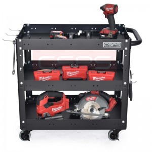 CSPS black 3-tier tool trolley