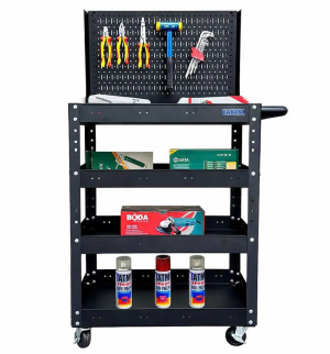 Xe đẩy 4 ngăn cao 980mm kèm vách lưới màu đen FABINA