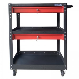 Xe đẩy cao 980mm màu đen, 02 hộc kéo màu đỏ FABINA