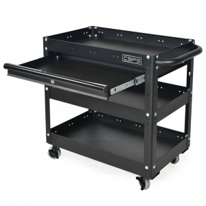 CSPS Matt Black trolley 3 levels with drawers