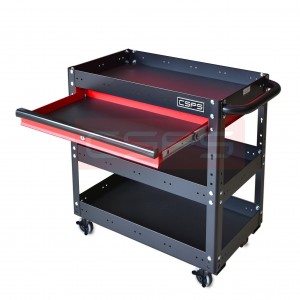 Black Hand truck CSPS 71cm with 3 compartments (including 1 red drawer)
