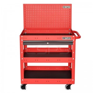 Red Hand truck CSPS 71cm with 3 compartments (including 1 black drawer and red mesh wall) )
